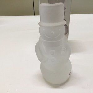 Vintage Vetreria Etrusca Crystal Frosted Snowman Votive Holder Luminary Italy